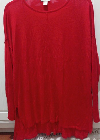 H&M Oversize Kırmızı Basic Merserize Kazak - Görsel 2