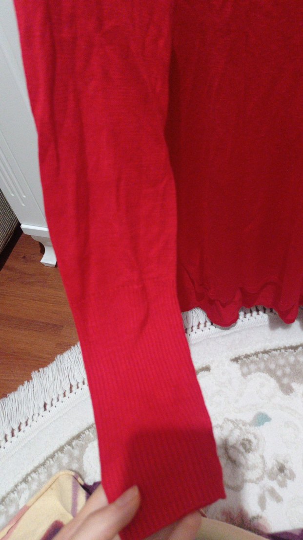 H&M Oversize Kırmızı Basic Merserize Kazak - Görsel 4