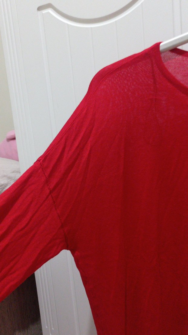 H&M Oversize Kırmızı Basic Merserize Kazak - Görsel 5