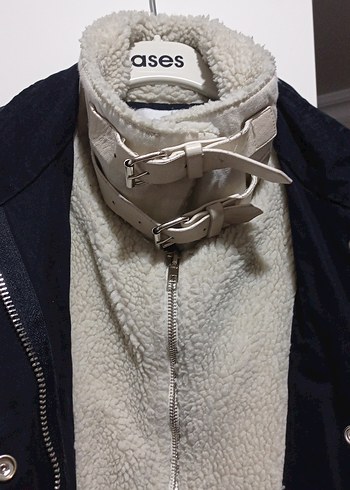 Kürklü siyah kışlık parka (Twist) - Görsel 4