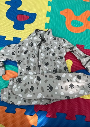 Düğmeli Gri Baskılı Erkek Çocuk Pijama Takımı