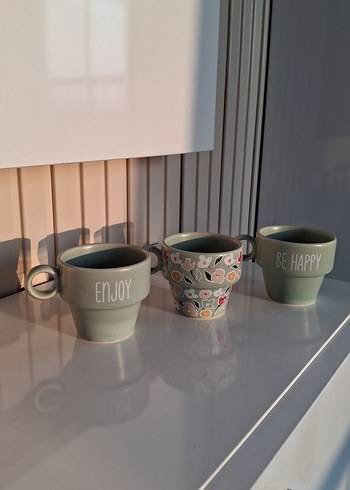 Lc Waikiki Home Bej ve Gri Desenli Seramik Fincanlar