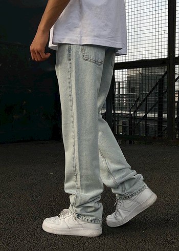 Flaw Wears Buz Mavisi Loose Fit Denim Erkek Jean - Görsel 6