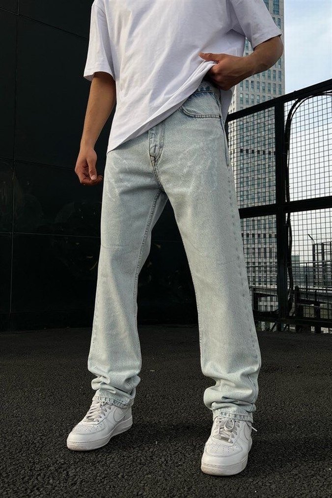 Flaw Wears Buz Mavisi Loose Fit Denim Erkek Jean - Görsel 5