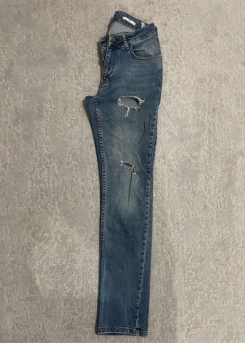 Pull Bear Erkek Mavi Yırtmaçlı Jean - Görsel 2