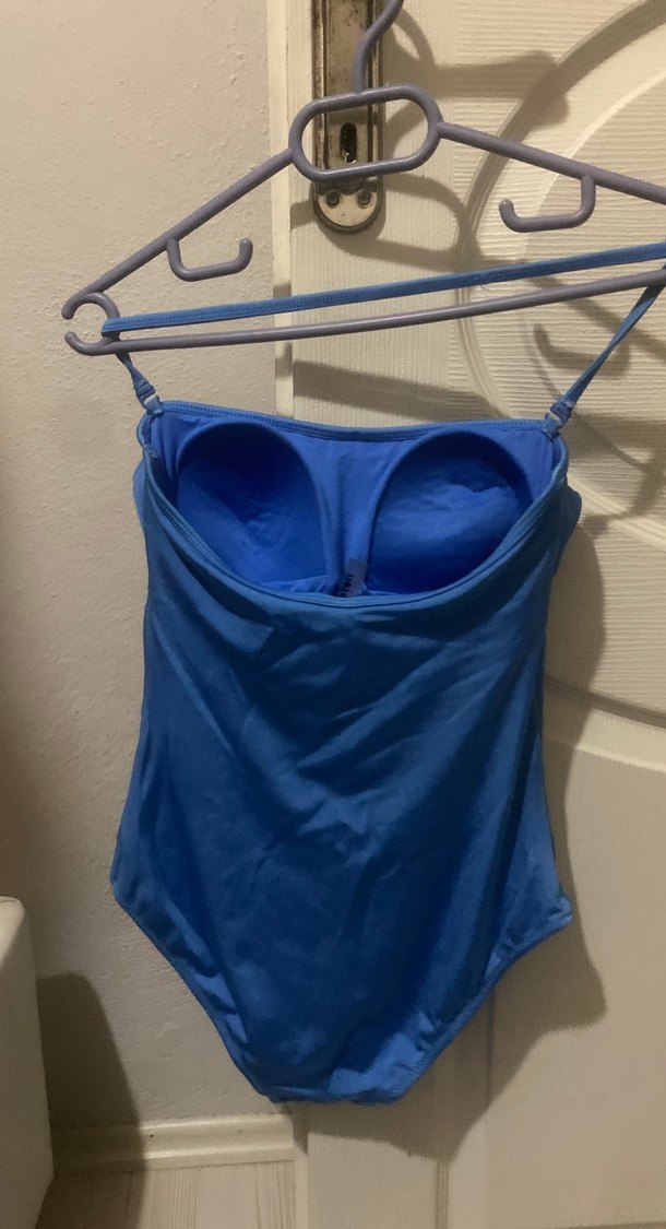 Mavi Fırfırlı İnce Askılı Kadın Mayo - Görsel 3