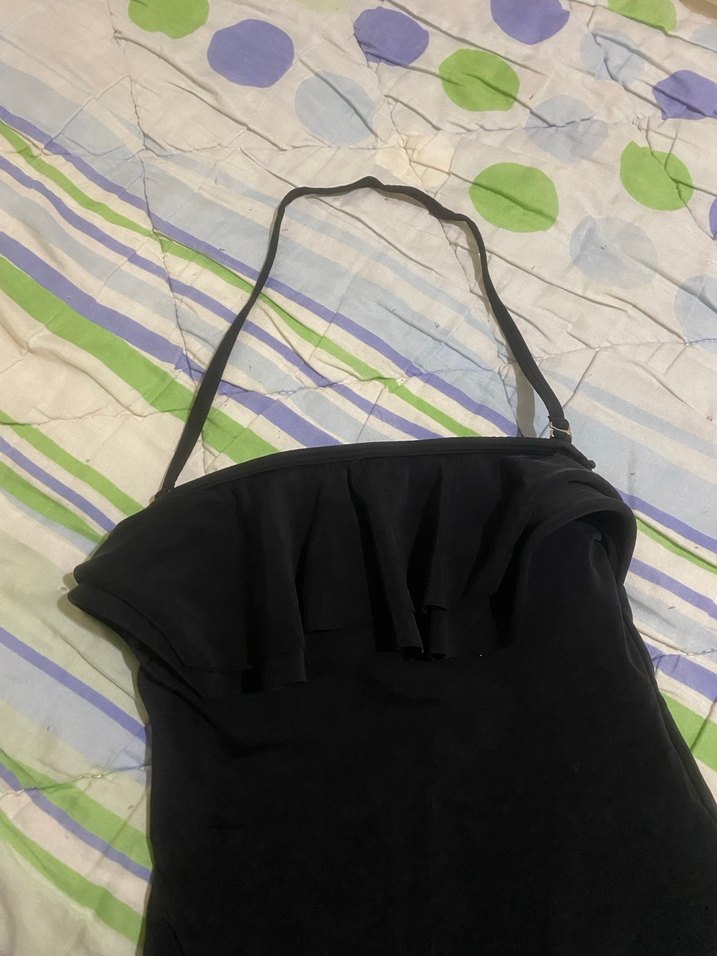 Siyah Fırfırlı Midi Kadın Mayo - Görsel 3