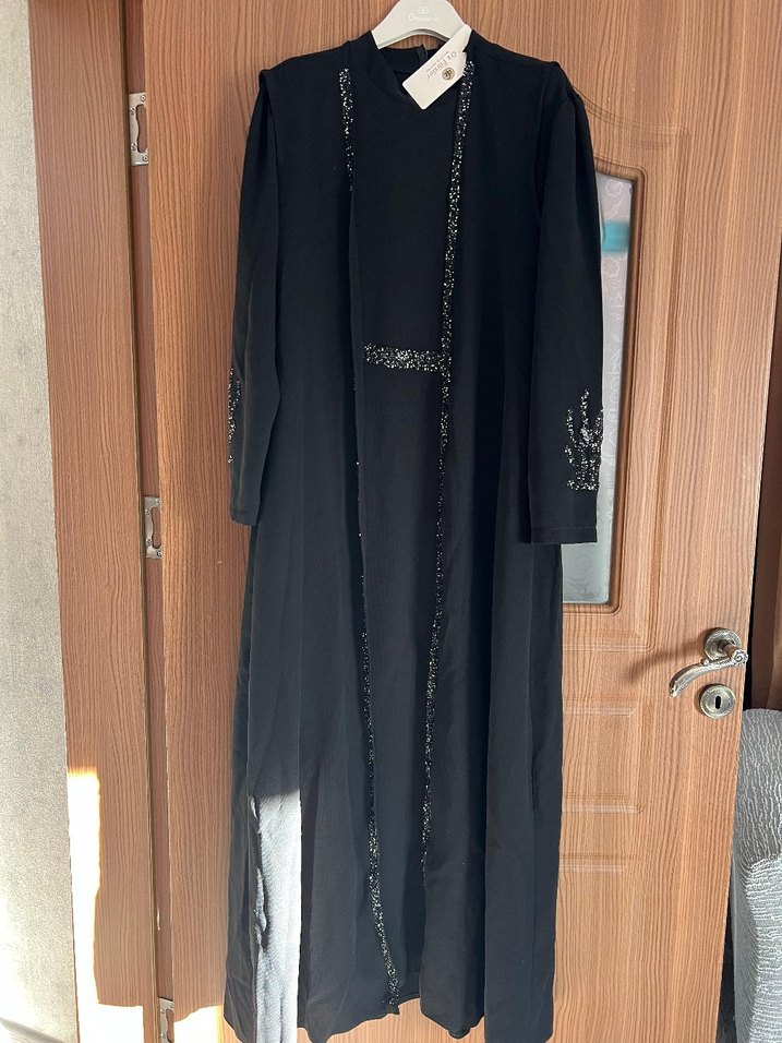 Siyah V Yaka Uzun Kollu Kadın Elbise - Görsel 3