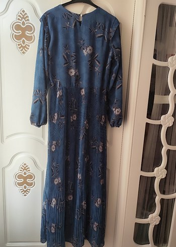 Bohem Uzun Kollu Mavi Uzun Elbise - Görsel 2