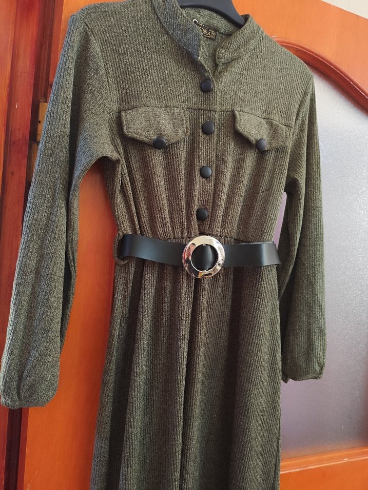 Uzun Kadın Kemerli elbise - Görsel 5