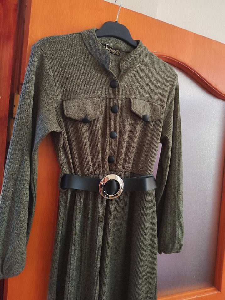 Uzun Kadın Kemerli elbise - Görsel 2