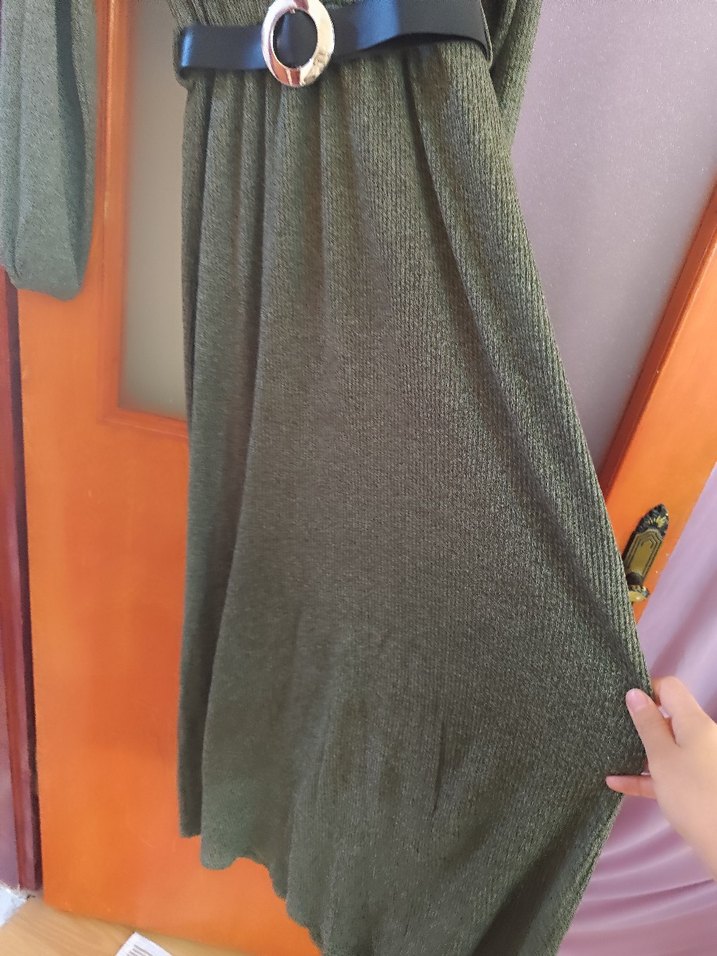 Uzun Kadın Kemerli elbise - Görsel 4