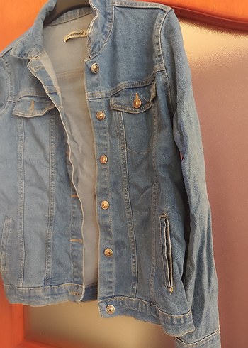 Düğmeli Gri Mavi Kadın Denim Ceket - Görsel 3