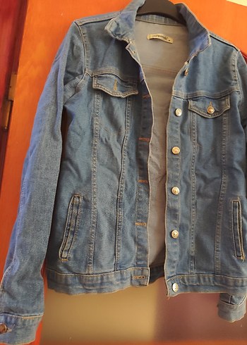 Düğmeli Gri Mavi Kadın Denim Ceket - Görsel 2