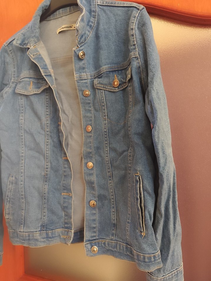 Düğmeli Gri Mavi Kadın Denim Ceket - Görsel 3