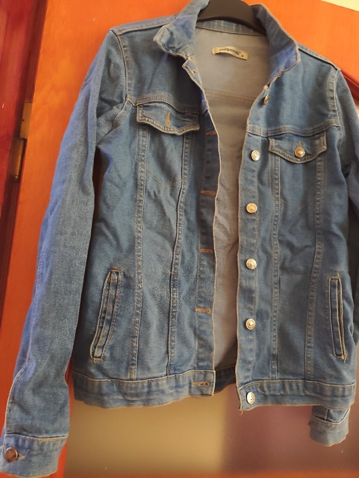 Düğmeli Gri Mavi Kadın Denim Ceket - Görsel 2