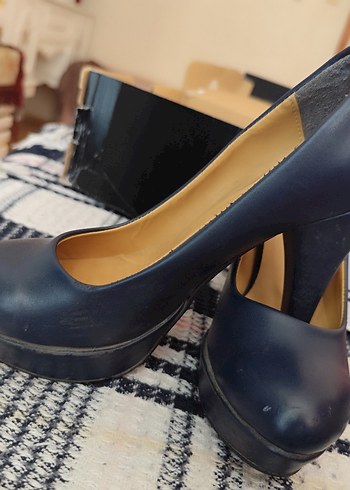 Diğer Diger Koyu Mavi Tokalı Kalın Topuklu Stiletto