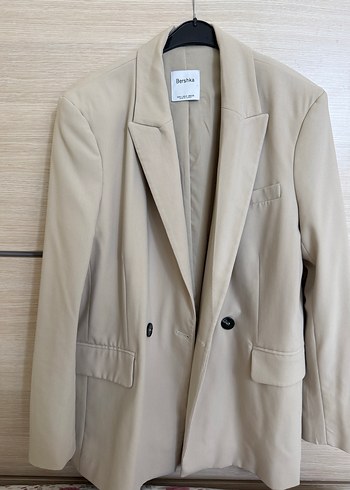Bej Düğmeli Kadın Blazer Ceket