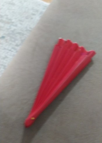 Renkli Çiçek Desenli Kırmızı Yelpaze - Görsel 8