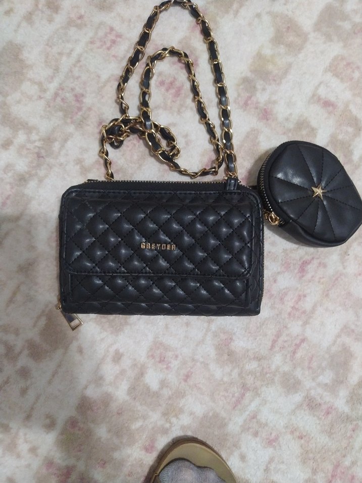Zincir Detaylı Siyah Deri Kadın Çanta Greyder marka - Görsel 3