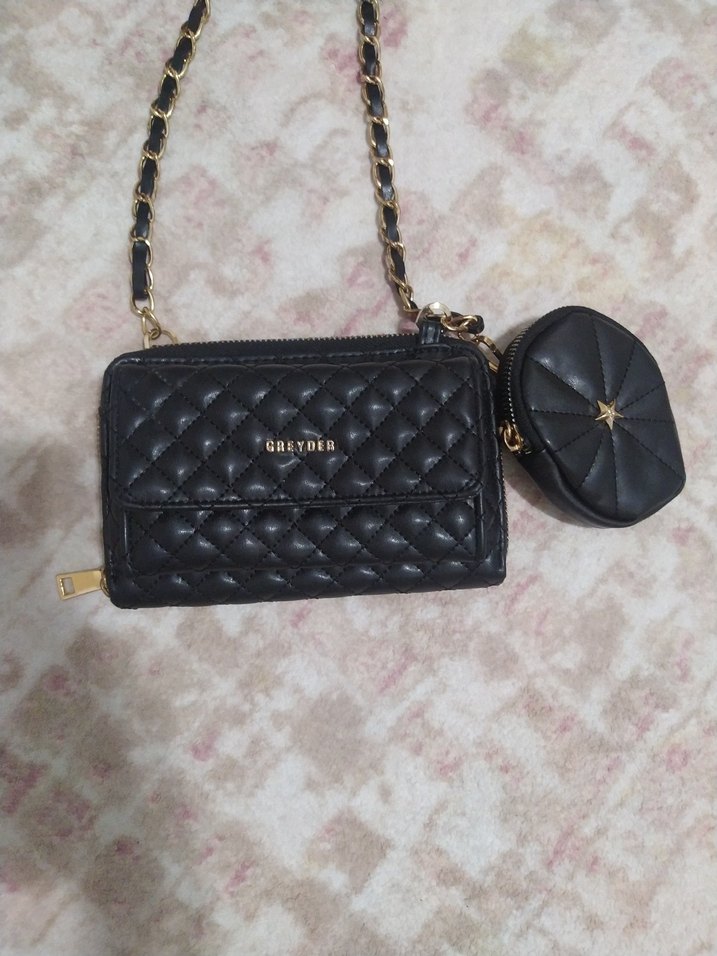 Zincir Detaylı Siyah Deri Kadın Çanta Greyder marka - Görsel 2