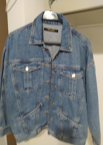 Düğmeli Mavi Denim Kadın Ceket mavi jeans - Görsel 4