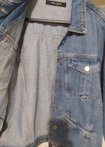 Düğmeli Mavi Denim Kadın Ceket mavi jeans - Görsel 8