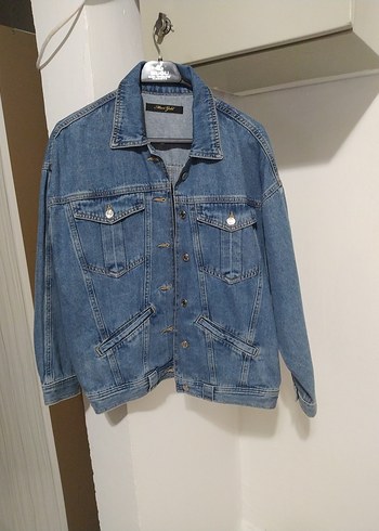 Düğmeli Mavi Denim Kadın Ceket mavi jeans - Görsel 2