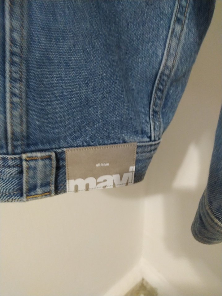 Düğmeli Mavi Denim Kadın Ceket mavi jeans - Görsel 5