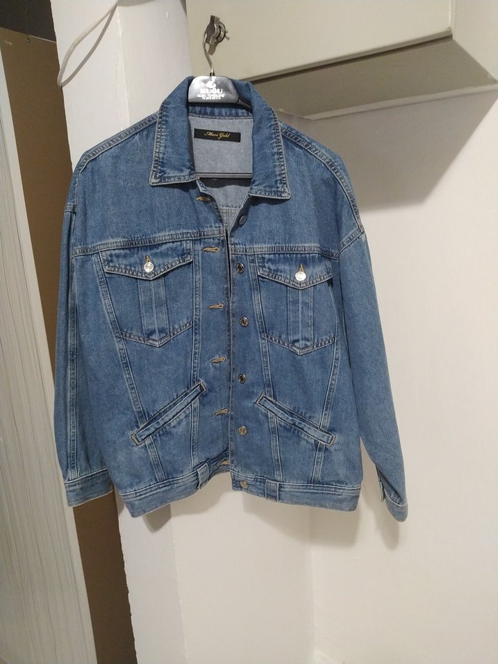 Düğmeli Mavi Denim Kadın Ceket mavi jeans - Görsel 2