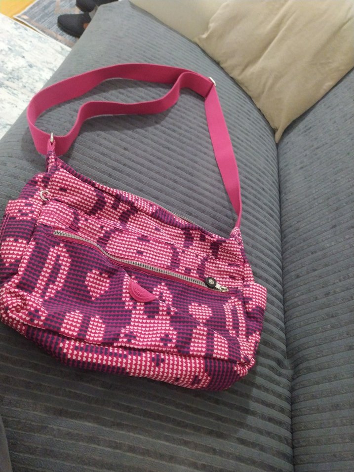 Renkli Desenli Pembe Kadın Çapraz Çanta - Görsel 5