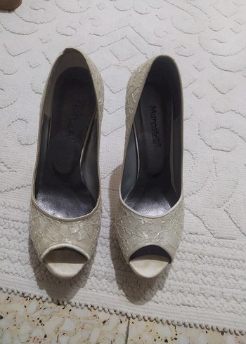 Dantel Detaylı Beyaz Platform Topuklu marcatelli - Görsel 8