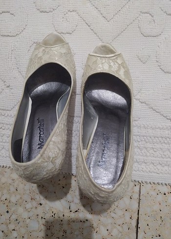 Dantel Detaylı Beyaz Platform Topuklu marcatelli - Görsel 7