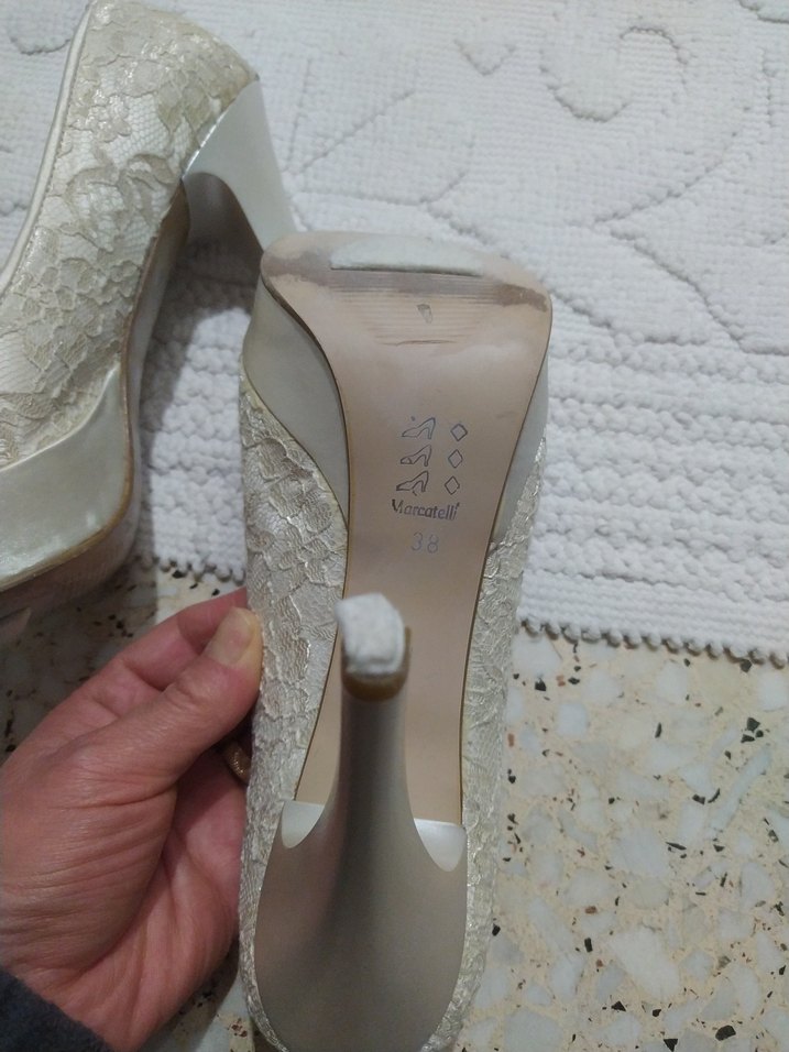 Dantel Detaylı Beyaz Platform Topuklu marcatelli - Görsel 4