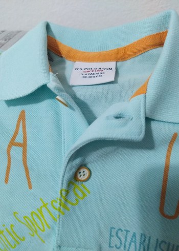 4 Yaş Beden turkuaz Renk U.S Polo marka Baskılı Erkek Çocuk Tişört 3-4 yaş 98 -104 cm
