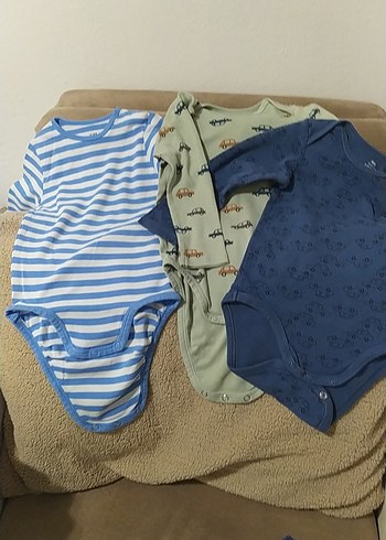 H&M Uzun Kollu Bebek 3 lü body HM marka 2 yaş