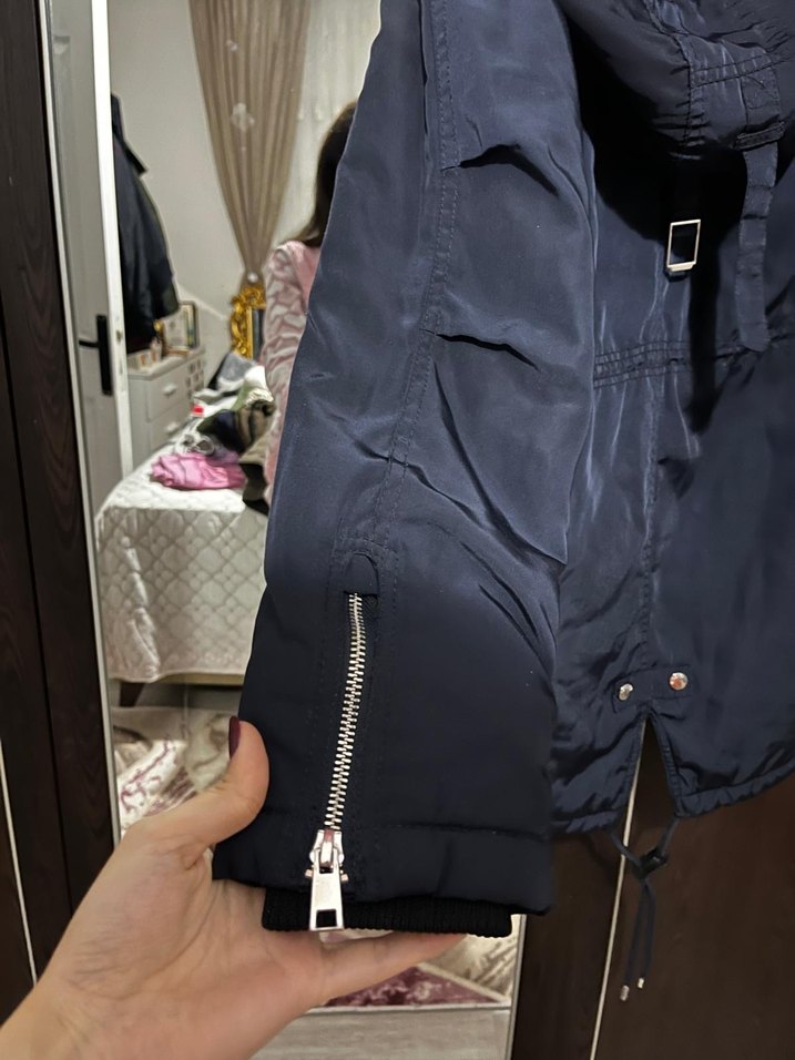 Düğmeli Lacivert Midi Kadın Ceket - Görsel 4