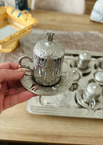 Gümüş Kapaklı Türk Kahvesi Fincan Seti - Görsel 3