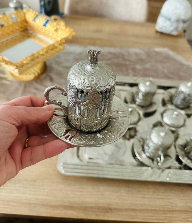 Gümüş Kapaklı Türk Kahvesi Fincan Seti - Görsel 3