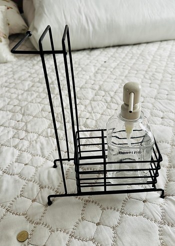 Metal Siyah Bulaşık Süngeri ve Sıvı Sabunluk Tutucu - Görsel 2