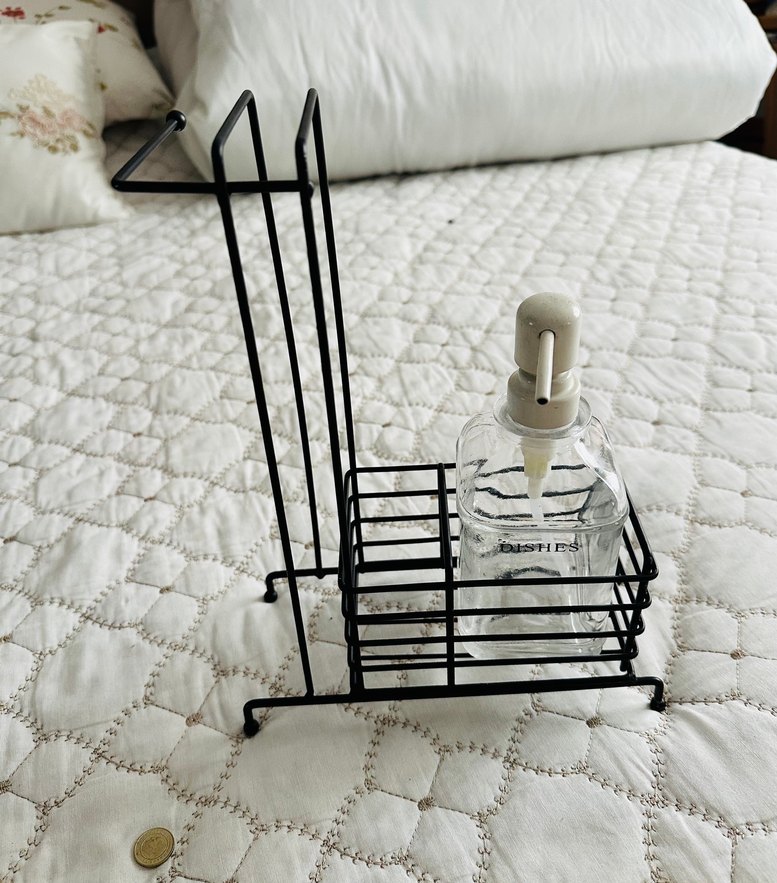 Metal Siyah Bulaşık Süngeri ve Sıvı Sabunluk Tutucu - Görsel 2