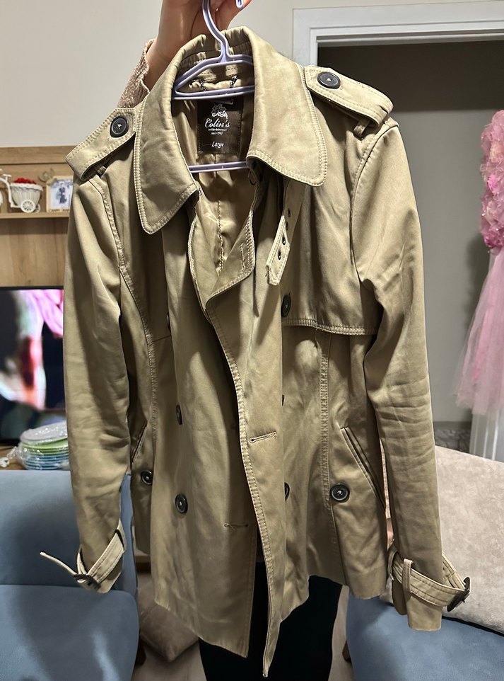 Bej Düğmeli Kadın Trençkot - Görsel 2
