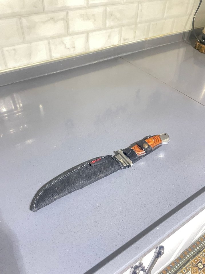 Kahverengi Saplı Bıçak ve Kılıf - Görsel 2