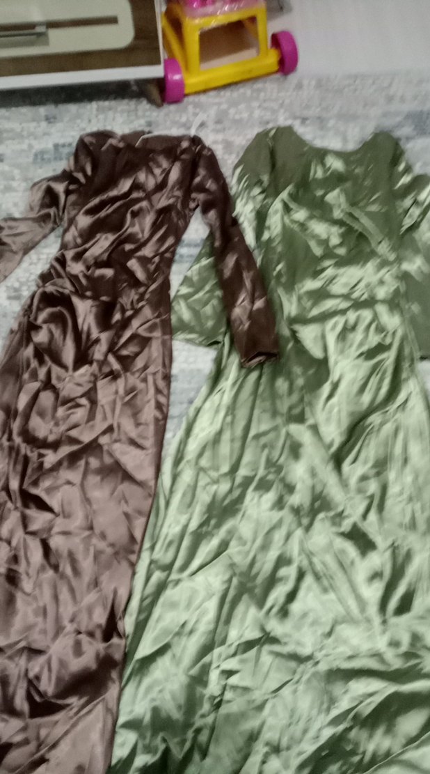 Drapeli Uzun Kollu Vintage Kadın Elbise - Görsel 3