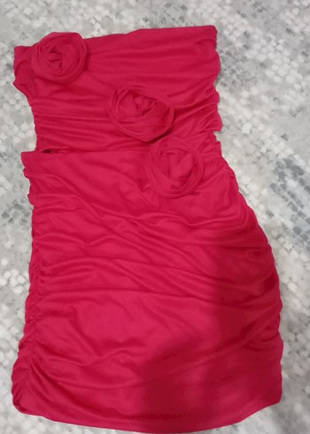 xl Beden Pembe Straplez Kadın Elbise
