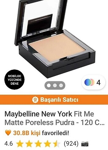  Beden Renk Maybelline New York Fit Me Matte Poreless Pudra - 120 Classic lv