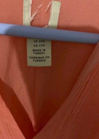 xs Beden pembe Renk Pembe Uzun V Yaka Keten Elbise