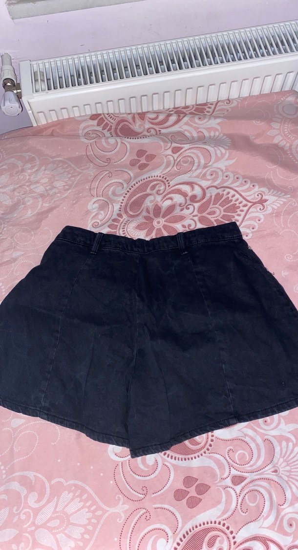 Düğmeli Siyah Kadın Kot Şort - Görsel 2