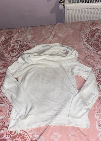 Beyaz Boğazlı Uzun Kollu Kadın Kazak - Görsel 2