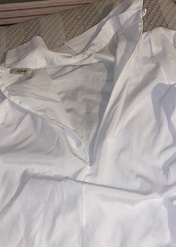 Beyaz Keten Kadın Gömlek - Görsel 3